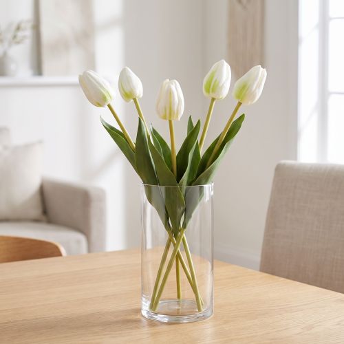 Artikel Künstliche Tulpen, Weiß, 40 cm, 5 Stück, für Wohnraumdekoration