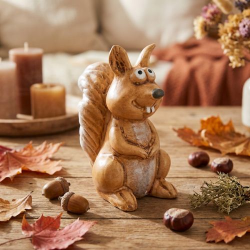 Eichhörnchen Figur sitzend aus Keramik 10 cm Braun für Herbstdekoration | Floristik24.at