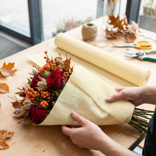 Krepppapier Champagner 50x250cm lichtecht für Bastel- und Dekorationsarbeiten | Floristik24.at