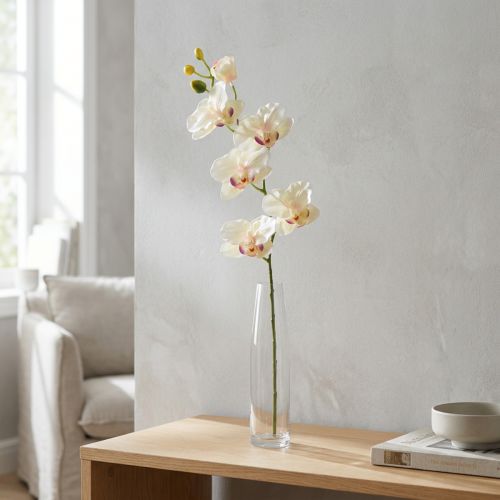Phalaenopsis-Orchidee künstlich 70 cm Creme Rosa mit 6 Blüten aus Kunststoff | Floristik24.at