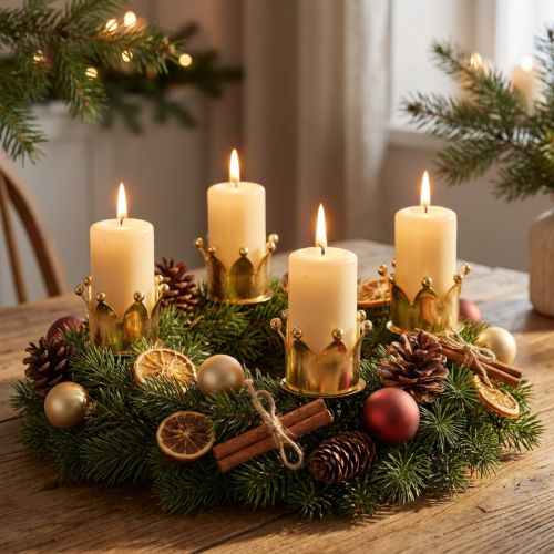 Kerzenhalter Krone Gold Metall 9cm für Adventskranz und Deko 4 Stück | Floristik24.at