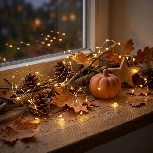 Mikro-LED-Lichterkette Warmweiß 120 LEDs für Innen & Außen