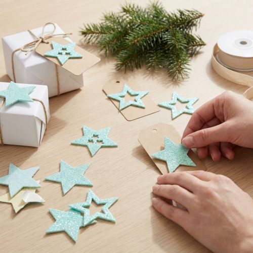 Deko-Sterne aus Moosgummi selbstklebend Mint 4 cm 36 Stück | Floristik24.at