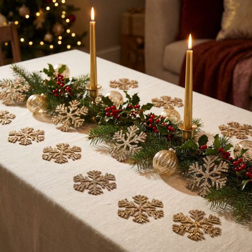 Goldene Schneeflocken aus Holz Ø4cm, 48 Stück – Weihnachtsdeko | Floristik24.at