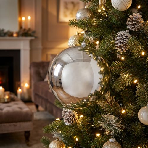 Weihnachtskugel Kunststoff Ø20cm Silber für Dekoration | Floristik24.at
