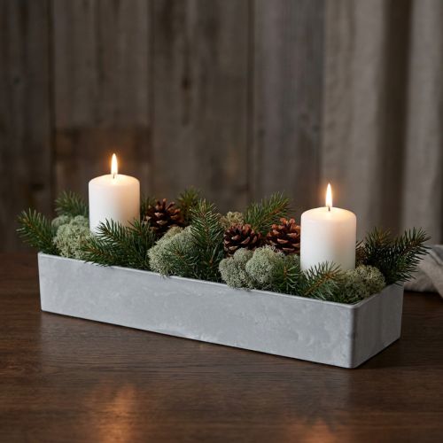 Dekoschale eckig Grau 32cm x 10,5cm H5cm | Floristik24.at