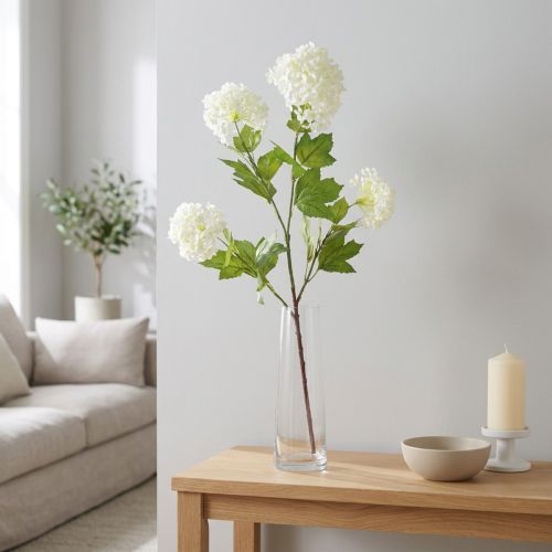 Schneeball Zweig Künstlich Viburnum Weiß 90 cm | Floristik24.at