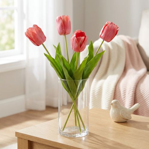 Artikel Tulpe Kunstblume aus Kunststoff, H67cm, Rot und Orange