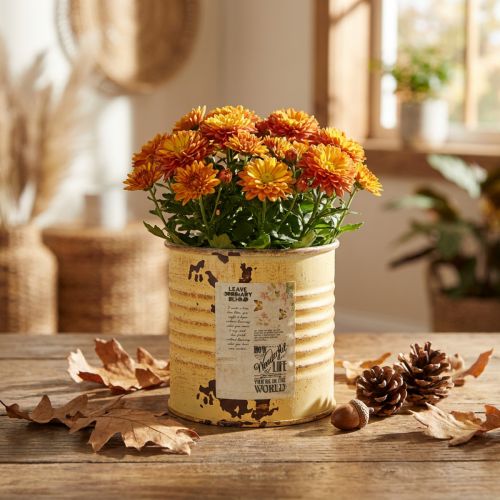 Deko Metalldose mit Rostoptik Ø8cm H7,5cm Apricot | Floristik24.at