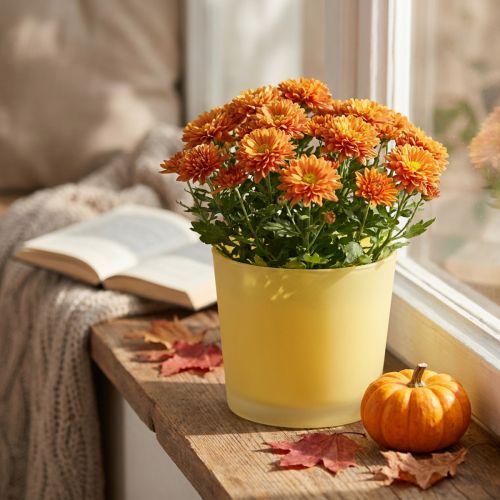 Gelber Glas-Blumentopf Ø14,5cm H12,5cm | Floristik24.at