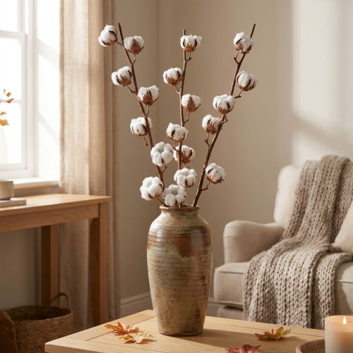 Baumwollzweig, Baumwolle Dekozweig, Echte Baumwolle L80cm 5 St | Floristik24.at