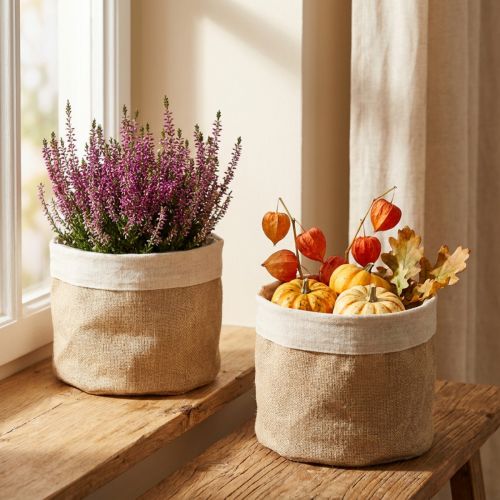 Jute-Übertopf mit Folieneinsatz Ø21cm H19cm Natur 3er-Set | Floristik24.at