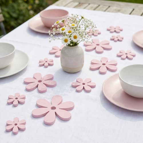 Artikel Streudeko Holzblumen Rosa Ø 2–6 cm 20 Stück für Tischdeko und Bastelideen