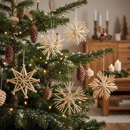 Weihnachten Strohsterne Weihnachtsbaumschmuck 8cm 12 St | Floristik24.at