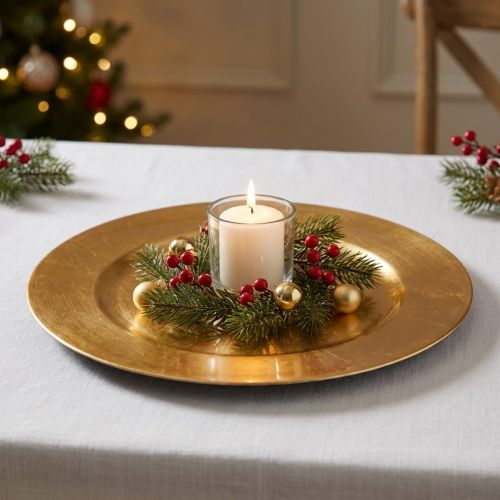 Plastikteller Ø33cm Gold mit Blattgold-Effekt | Floristik24.at