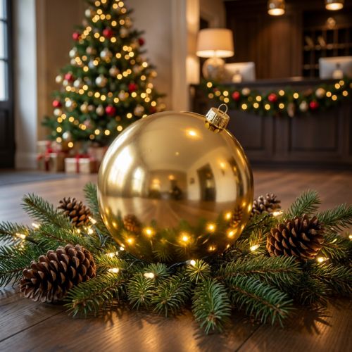 Weihnachtskugel Kunststoff Gold Ø25 cm für Dekoration | Floristik24.at