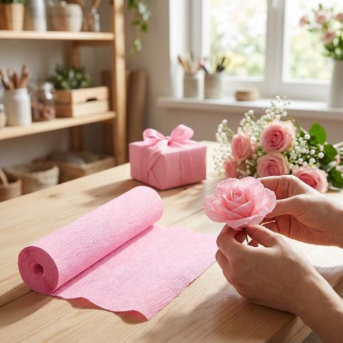 Floristen-Krepppapier Hellpink 50cm x 250cm für Dekorationen | Floristik24.at