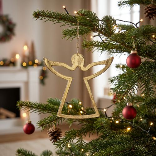 Metallanhänger Engel, Adventsdeko, Gold, 15×16,5 cm | Floristik24.at