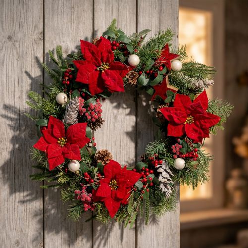 Künstlicher Weihnachtsstern Bund Rot, Seidenblumen, 6 Stiele, ca. 32cm | Floristik24.at