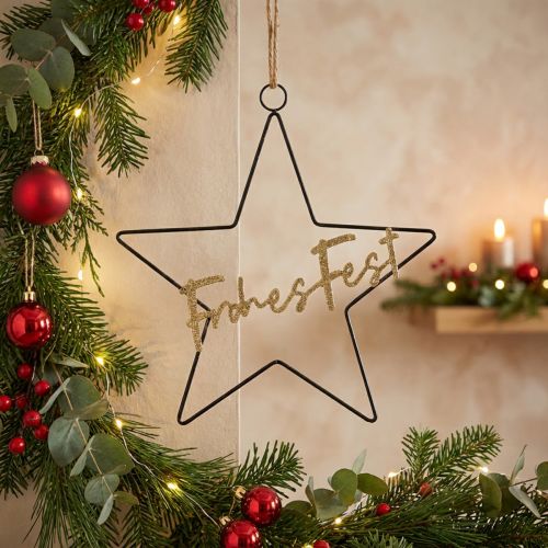 Sterndeko Metall 41×39,5cm Schwarz, Golden, 