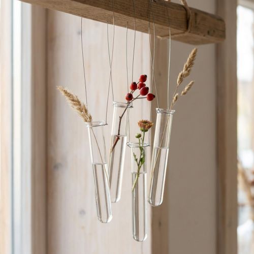 Hänge-Minivase aus Glas mit Drahtaufhängung Ø2,4cm H22,5cm | Floristik24.at