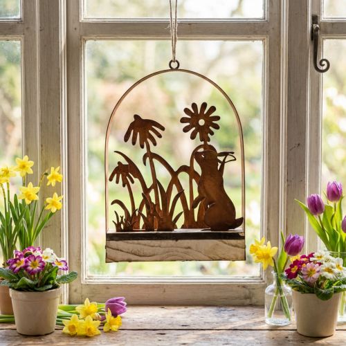 Osterdekoration Metall Hängedeko Rost-Optik Hase 20×5×29,5cm | Floristik24.at