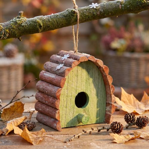 Artikel Hängedeko Vogelhaus Holz Grün Braun 16,5×10×17cm mit Runddach für Innen