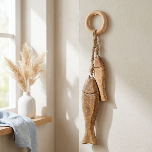 Holzfische aus Mangoholz zum Hängen, Natur, 10/15 cm | Floristik24.at
