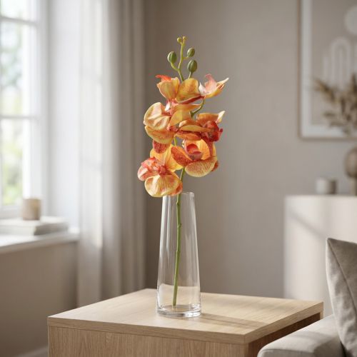 Artikel Orchidee künstlich Phalaenopsis geflammt Rot-Gelb 78cm Kunststoff
