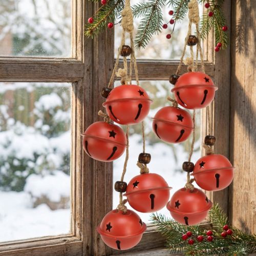 Schellen Hänger aus Metall Rot 28cm 2er-Set für Weihnachtsdekoration | Floristik24.at