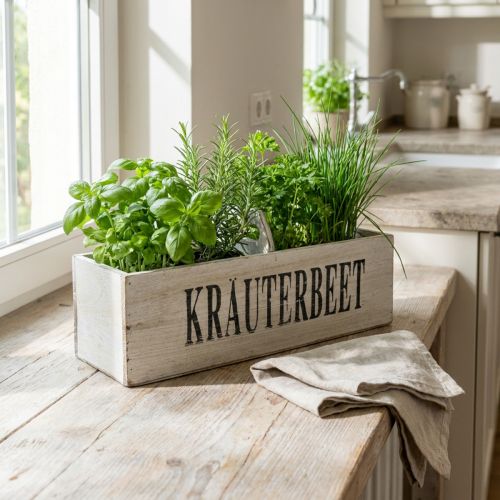 Blumenkasten Holz Vintage-Stil Kräuterkasten 35×11×15cm mit Griff | Floristik24.at