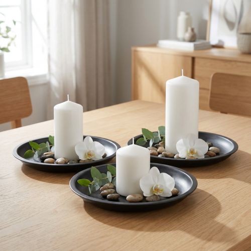 Dekoteller Rund Metall Schwarz Ø23cm H2,5cm 3er-Set | Floristik24.at