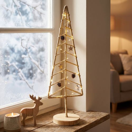 Tannenbaum-Deko aus Holz und Metall, 18x12x51 cm, Naturfarben | Floristik24.at
