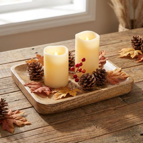 Artikel Deko-Tablett aus Mangoholz mit Blumenmuster 20×15,5 cm