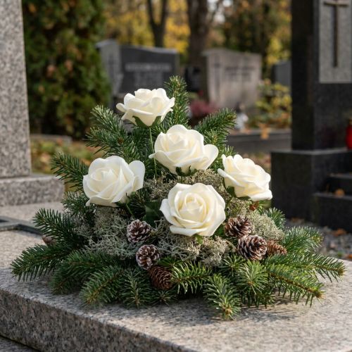 Foam-Rosen aus Schaumstoff mit Stiel Creme Ø 7,5 cm 18 Stück | Floristik24.at