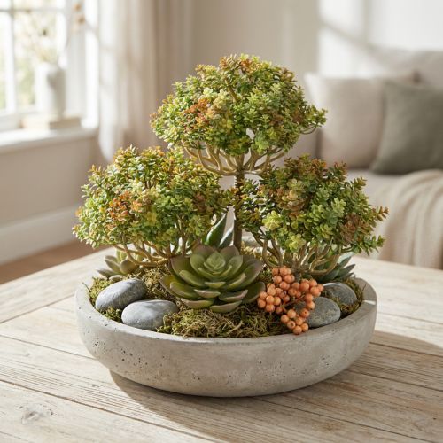 Mini Sukkulente künstlich Grün mit Stiel 23 cm