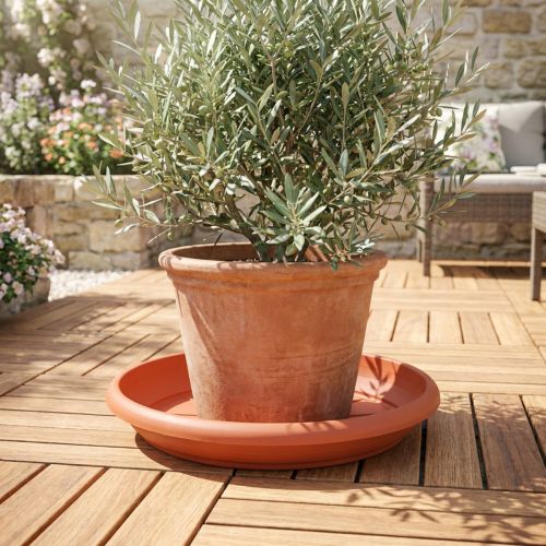 Untersetzer aus Kunststoff Ø44cm in Terrakotta für Pflanzkübel | Floristik24.at