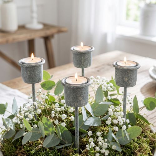 Kerzenhalter zum Stecken Shabby Chic Grau Ø3cm H8,5cm 8 St | Floristik24.at