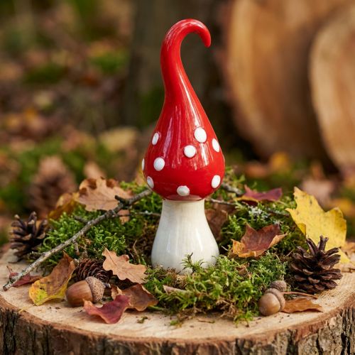 Keramik Fliegenpilz Deko-Pilz Rot-Weiß Ø6,5cm H21cm Innenbereich | Floristik24.at