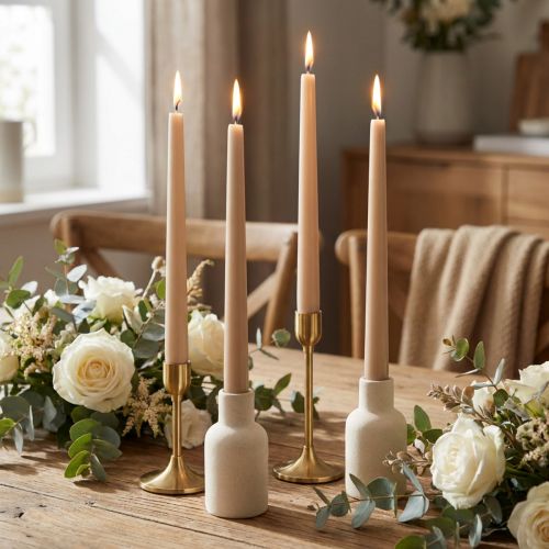 Stabkerzen Spitzkerzen Wachs Beige 250x23mm 12 Stück | Floristik24.at