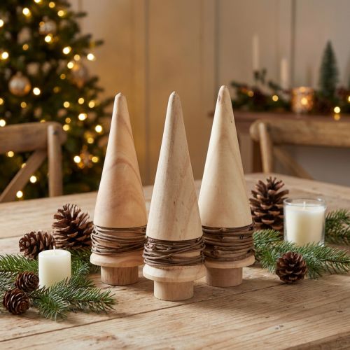 Mini Holz-Tannenbaum Natur 13,5 cm 3er-Set | Floristik24.at