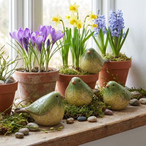 Kleiner Keramikvogel Grün 8,5