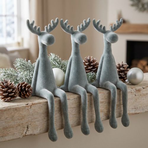Kantenhocker Elch Deko Kantensitzer H31cm Grau 3 St | Floristik24.at