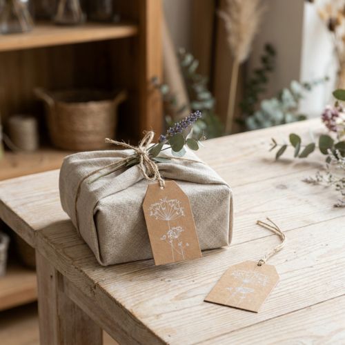 Geschenkanhänger Papier Braun mit Blumenmotiv 8×5cm 24 Stück | Floristik24.at