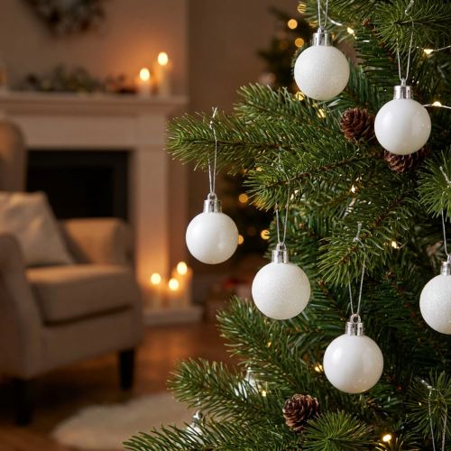 Christbaumschmuck Weihnachtskugeln Kunststoff Weiß 3cm 14 Stück | Floristik24.at