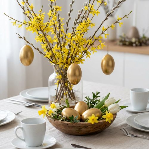Artikel Goldene Gänseeier, ausgeblasen, Naturprodukt, Ø 5,5–6 cm, Höhe 8–9 cm, 10 Stück