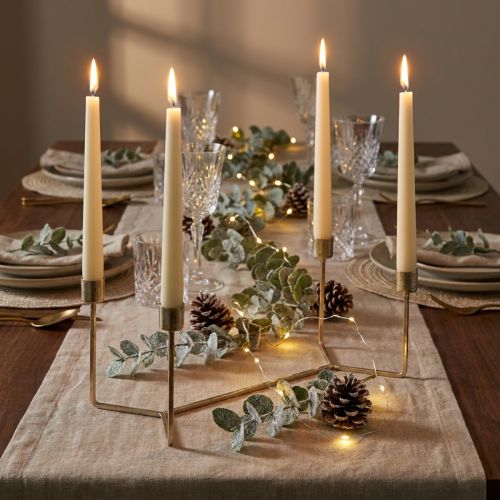 Kerzenständer für Kerzentablett aus Metall in Champagner, 37×17×18 cm | Floristik24.at