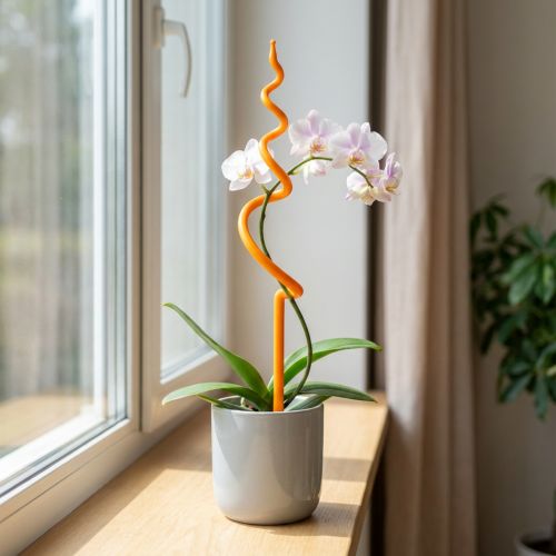 Orchideenstab Kunststoff Spiralform 64 cm Orange Rankhilfe | Floristik24.at