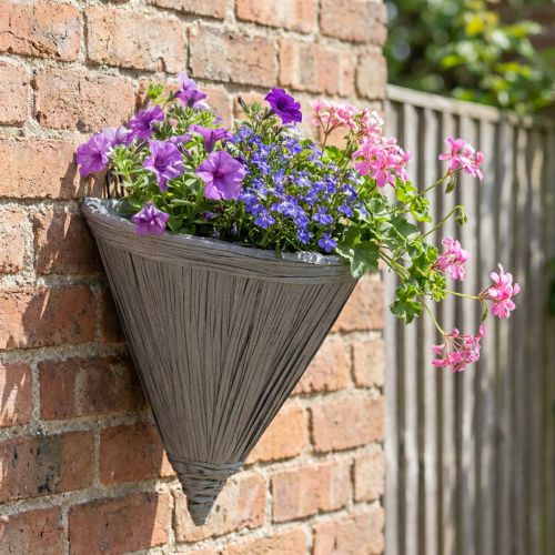 Artikel Hängetopf Grau Wandampel Metall Kunststoff 30×17cm