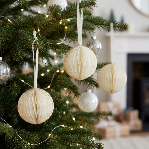 Artikel Wabenbälle Weiss Gold Papier Ø7cm 4 Stück Weihnachten